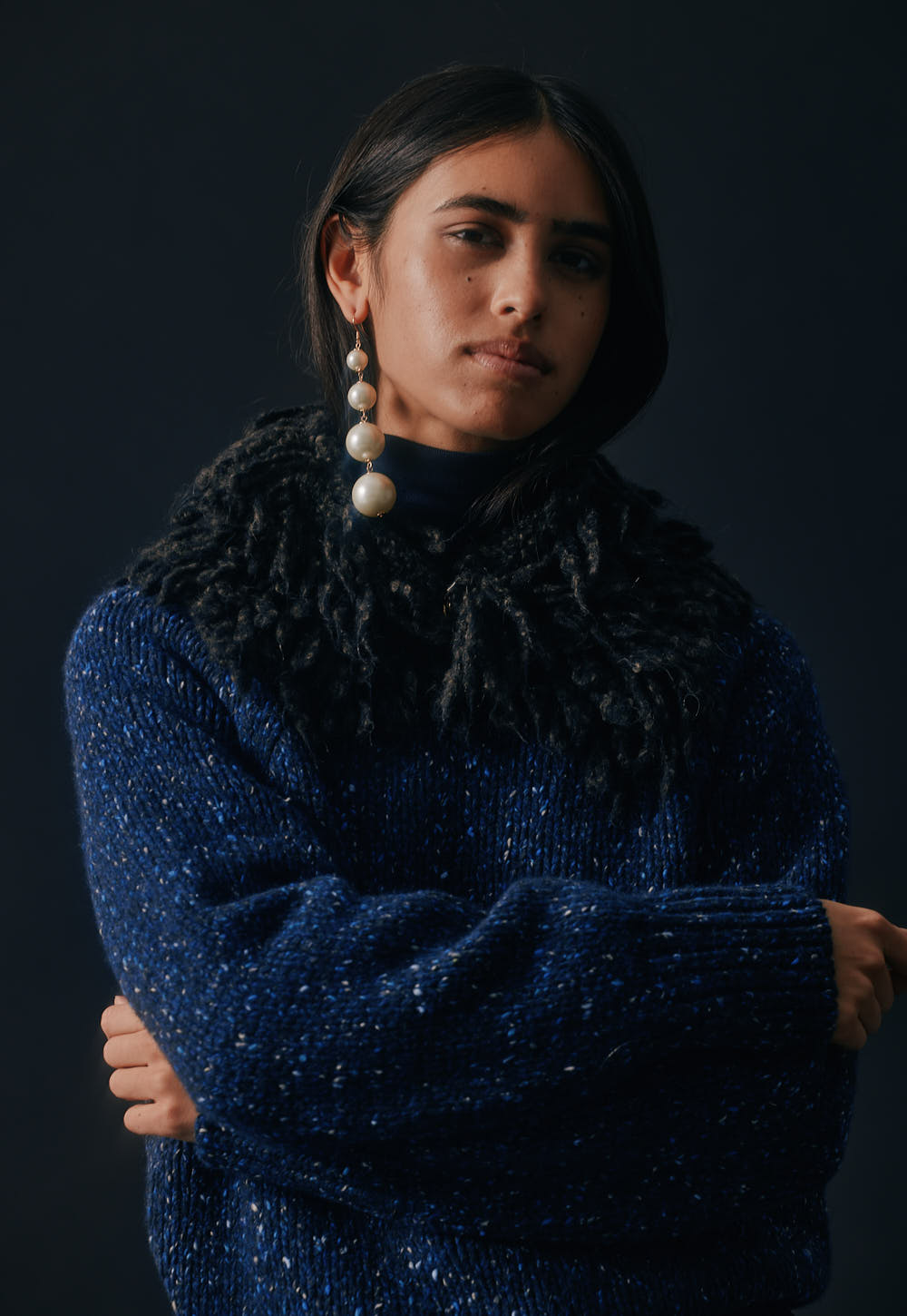 Antonia Zander Mina Collo Nero black bouclé collar in baby alpaca cashmere silk blend
