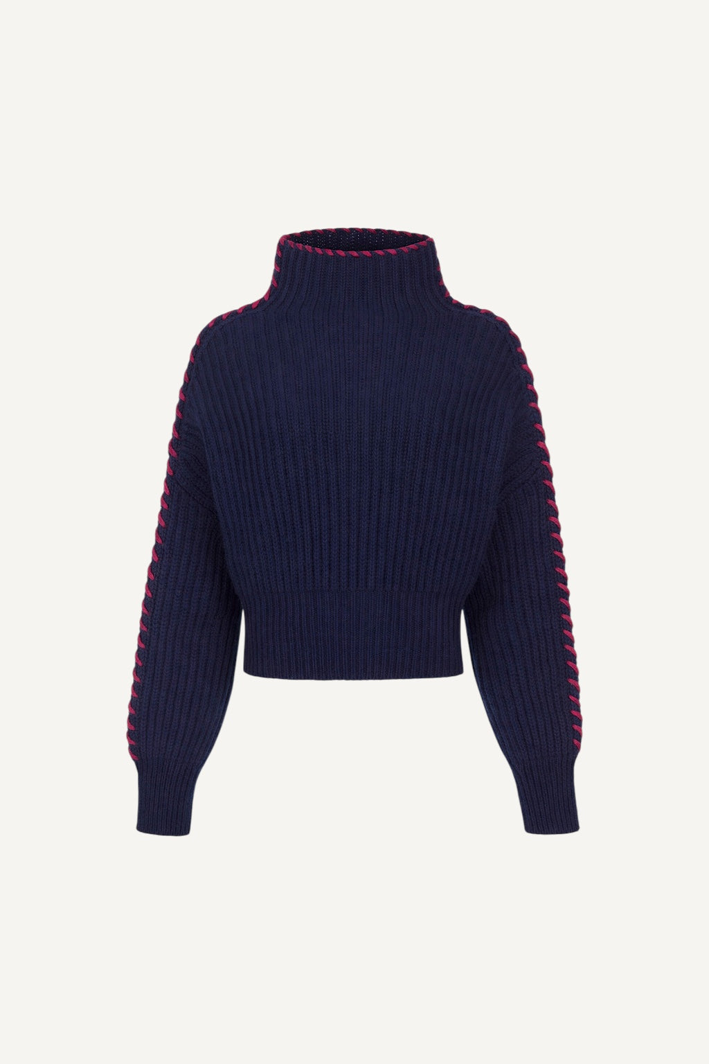 Cashmere sweater styled oversized with dropped shoulders and cropped hem