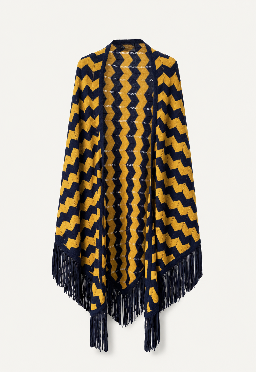 Zora Stola Neptune in cashmere with graphic pattern and fringes by Antonia Zander