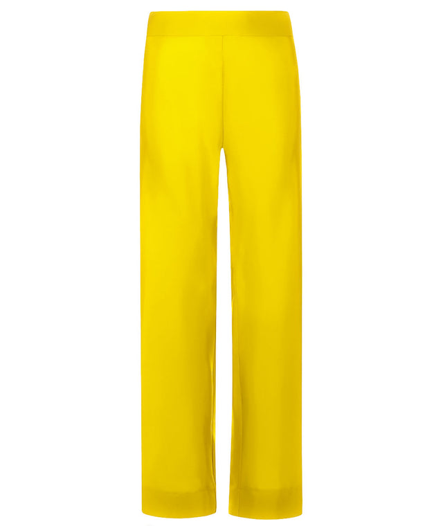 silk pants with wide straight legs, pockets and elastic waistband