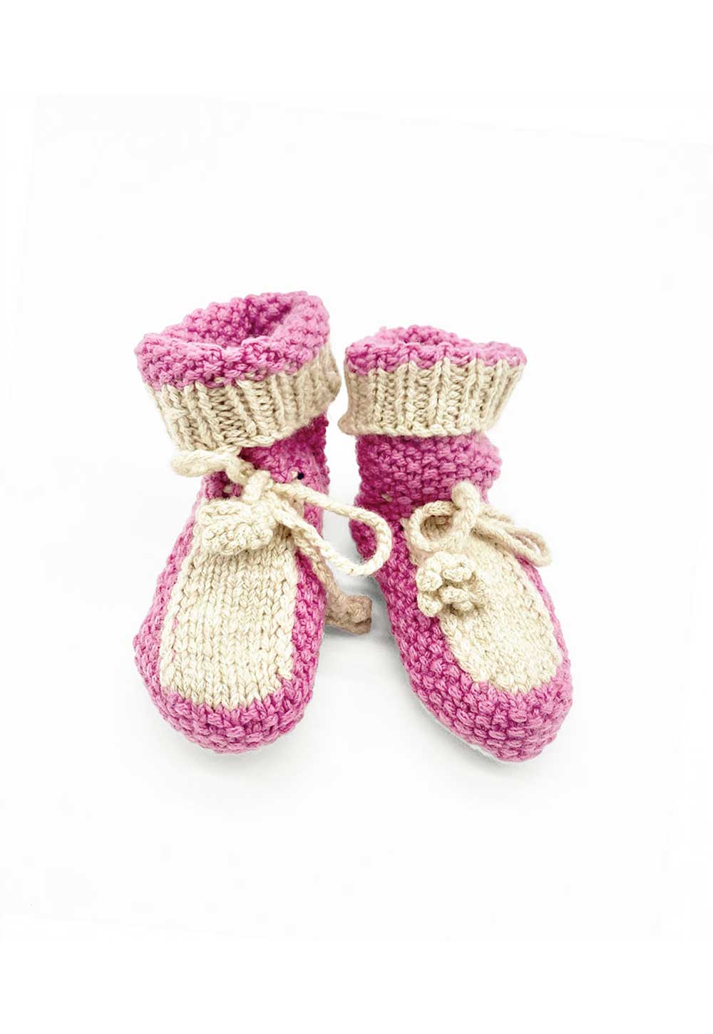 The Handknit Baby Booties Bicolor