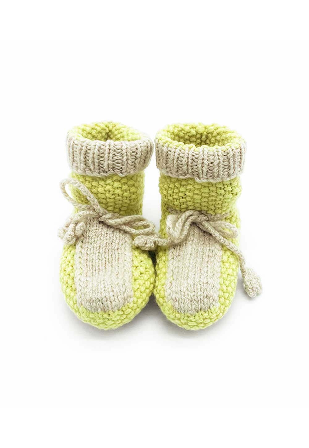 The Handknit Baby Booties Bicolor
