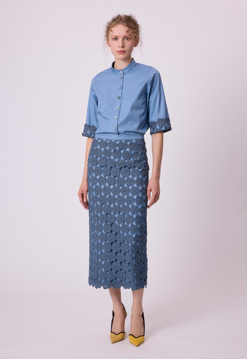 Antonia Zander Bea Blouse light blue garment detail.