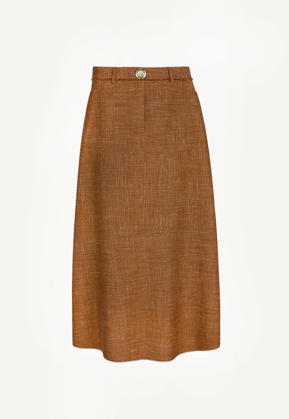 Silk viscose skirt in cognac with fluid silhouette and soft drape