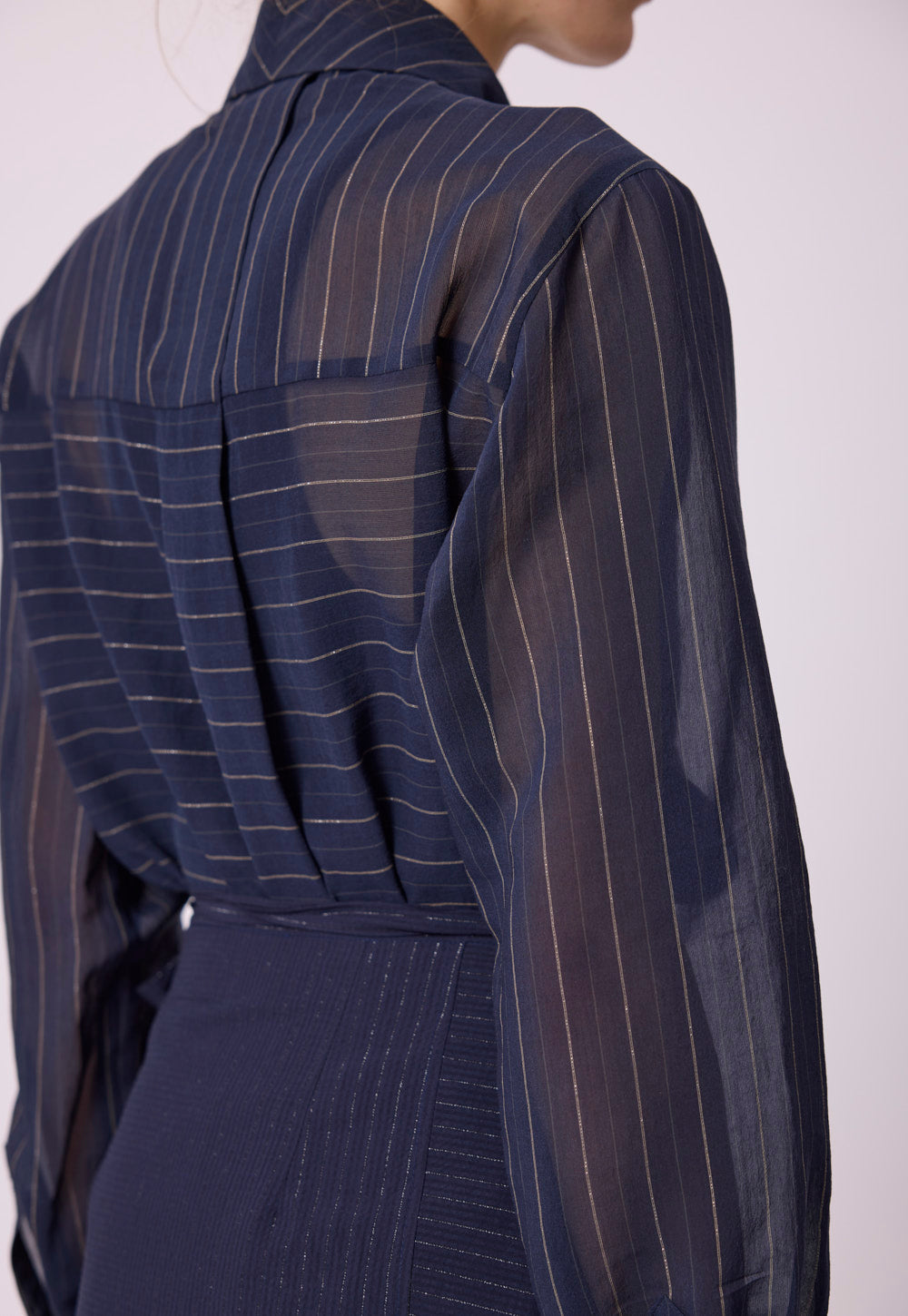 Antonia Zander Nadia Blouse navy blue garment detail.