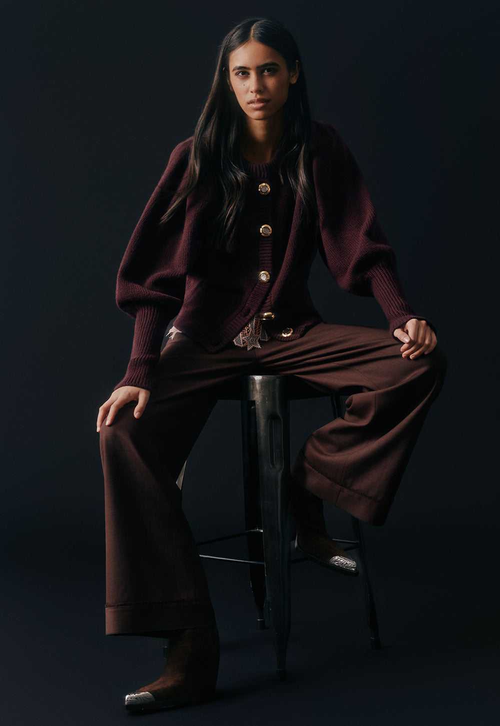 Antonia Zander Rosi cashmere cardigan in Bordeaux