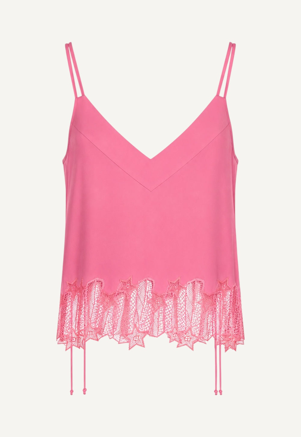 Antonia Zander Udra Top in Dusty Pink crafted from fluid acetate-silk satin with signature Celestial Lace at the hem.
