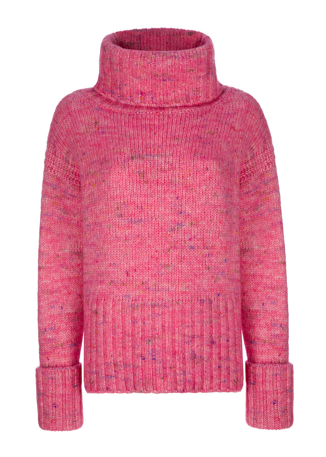 cozy alpaca-wool-cotton-blend sweater with wide turtleneck and overlong sleeves