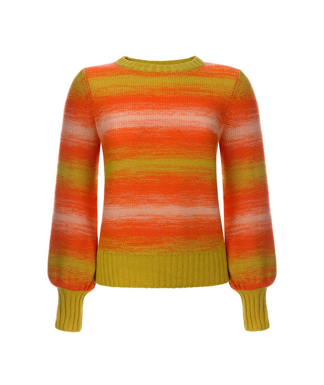 colourful cashmere sweater. made in italy. limited edition. tulip sleeves. comfy fit and loose structure
