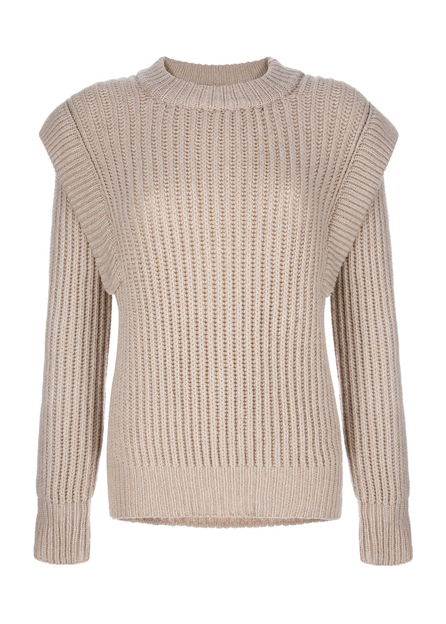 luxury cashmere sweater witch dropped shoulders, round neck and rip knit