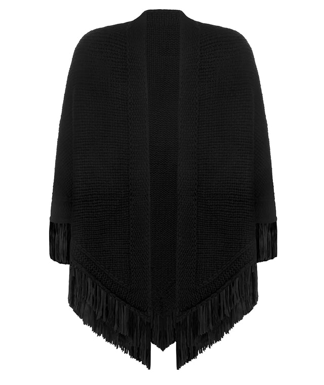 classic cashmere stola allrounder wrap scarf stole handknitted with leather fringes 