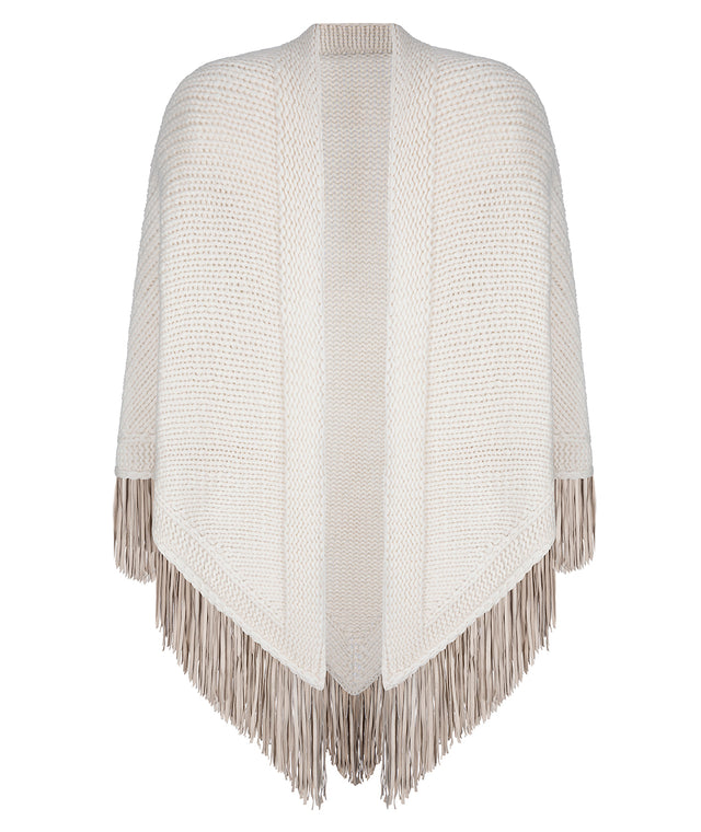 luxurious cashmere handknit stola wrap leatherfringes 